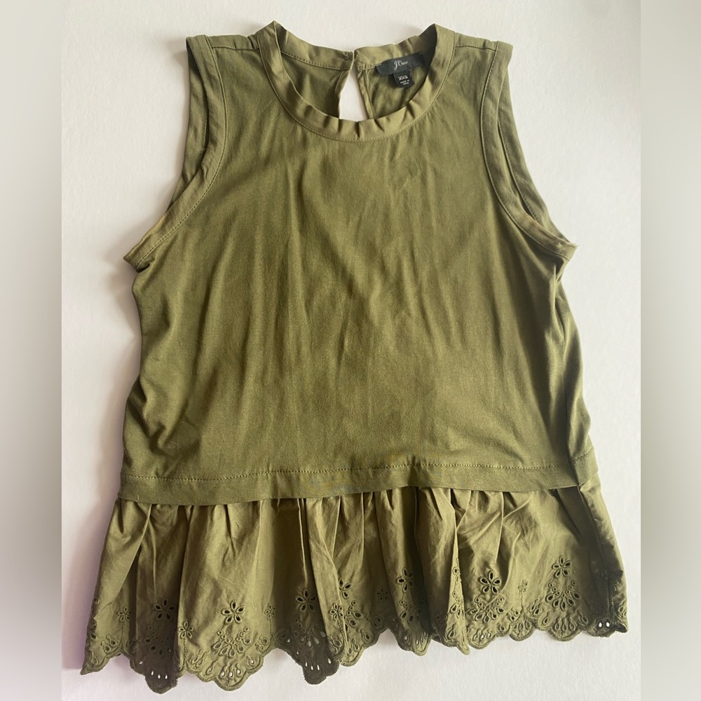 J. Crew peplum tank, Size: XXS, Color: olive green